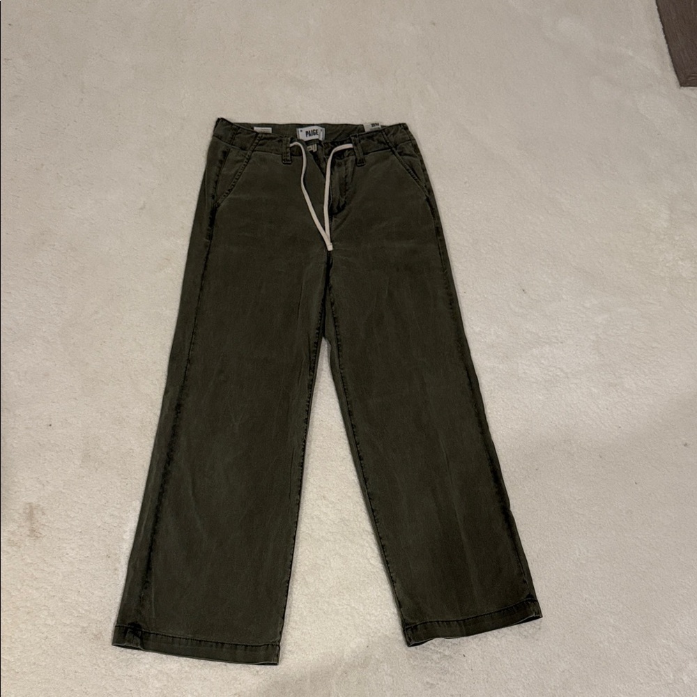 PAIGE Forest Green Wide Leg Pants